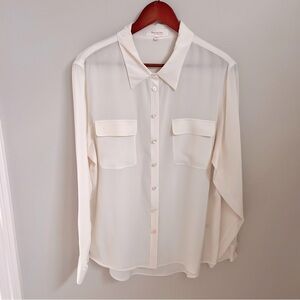 Vince Camuto silk off white buttoned signature blouse size L